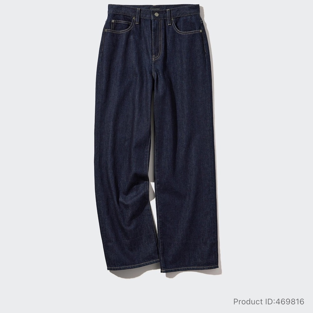 Uniqlo Women's Straight Leg Dark Blue Jeans